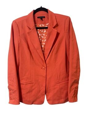 41 Hawthorn Orange Blazer Women’s Medium Tailored Career Jacket Lined Floral